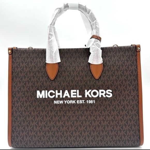 Michael Kors Medium Mirella Tote Bag Brown/Gold - Picture 3 of 11